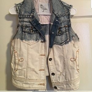 White crow ombre Jean denim vest